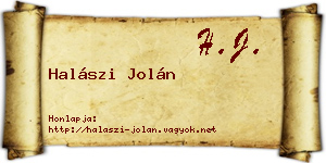 Halászi Jolán névjegykártya